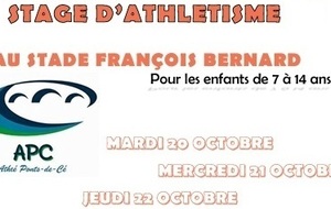 Stage athlétisme jeunes de la Toussaint
